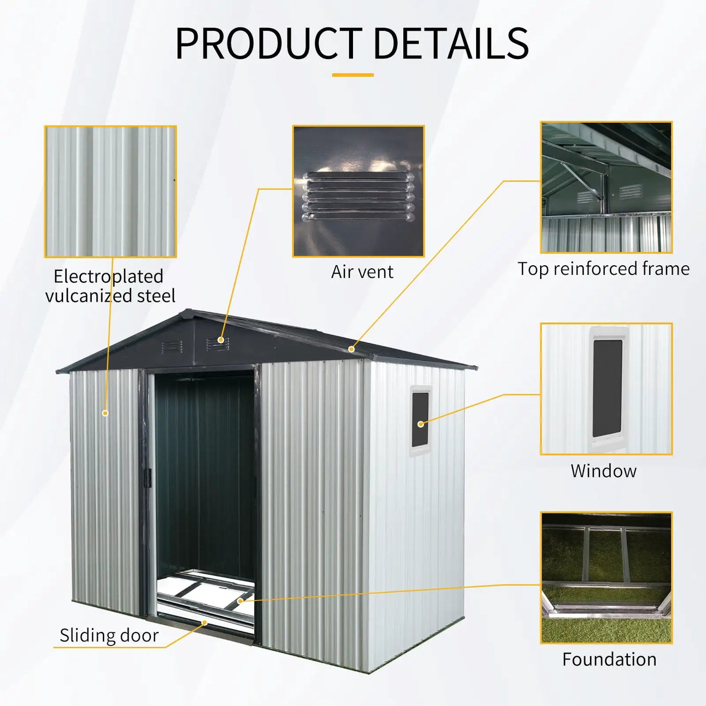 8Ft X 4Ft Outdoor Metal Storage Shed With Window And Metal Foundation For Backyard, Patio, Lawn by HouseOfZazla