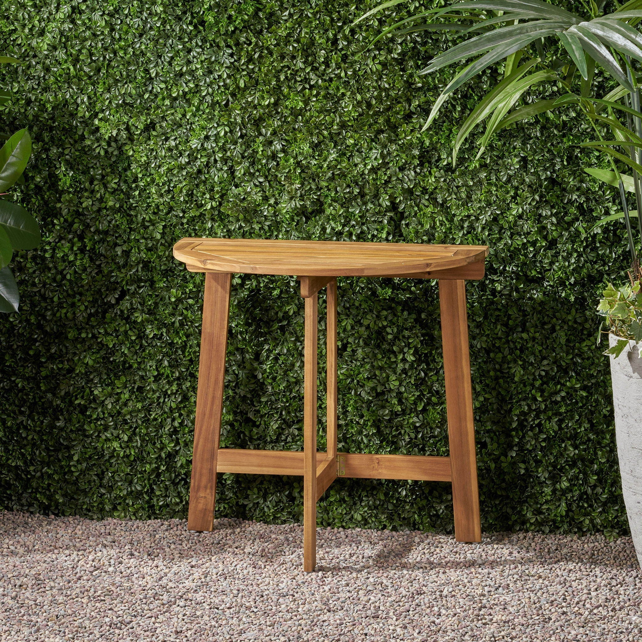 Outdoor Half Round Folding Acacia Wood Bistro Table by HouseOfZazla