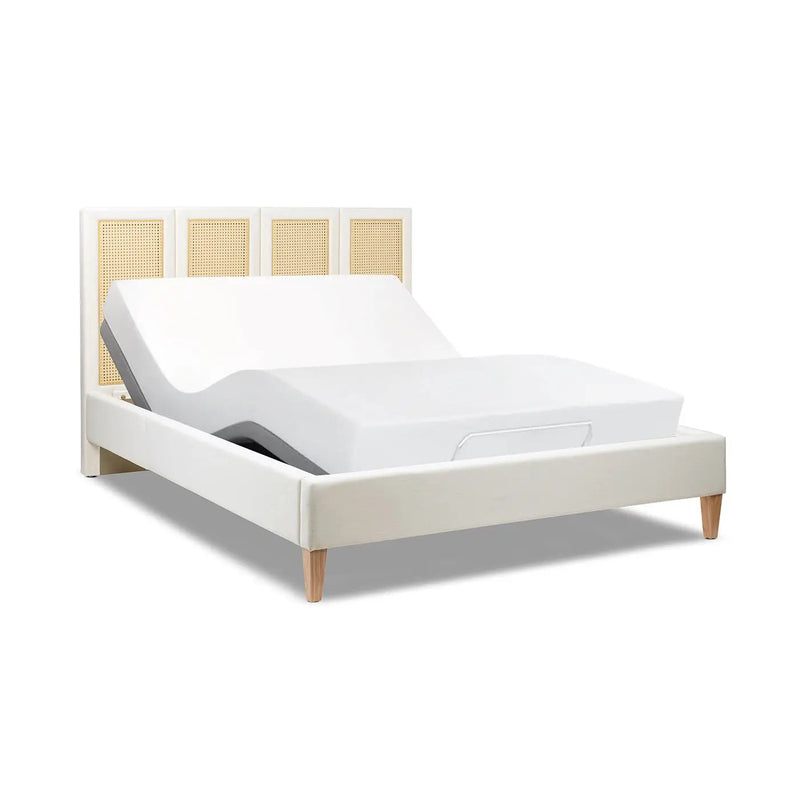 Toscana Queen Upholstered Cane Back Platform Bed by HouseOfZazla