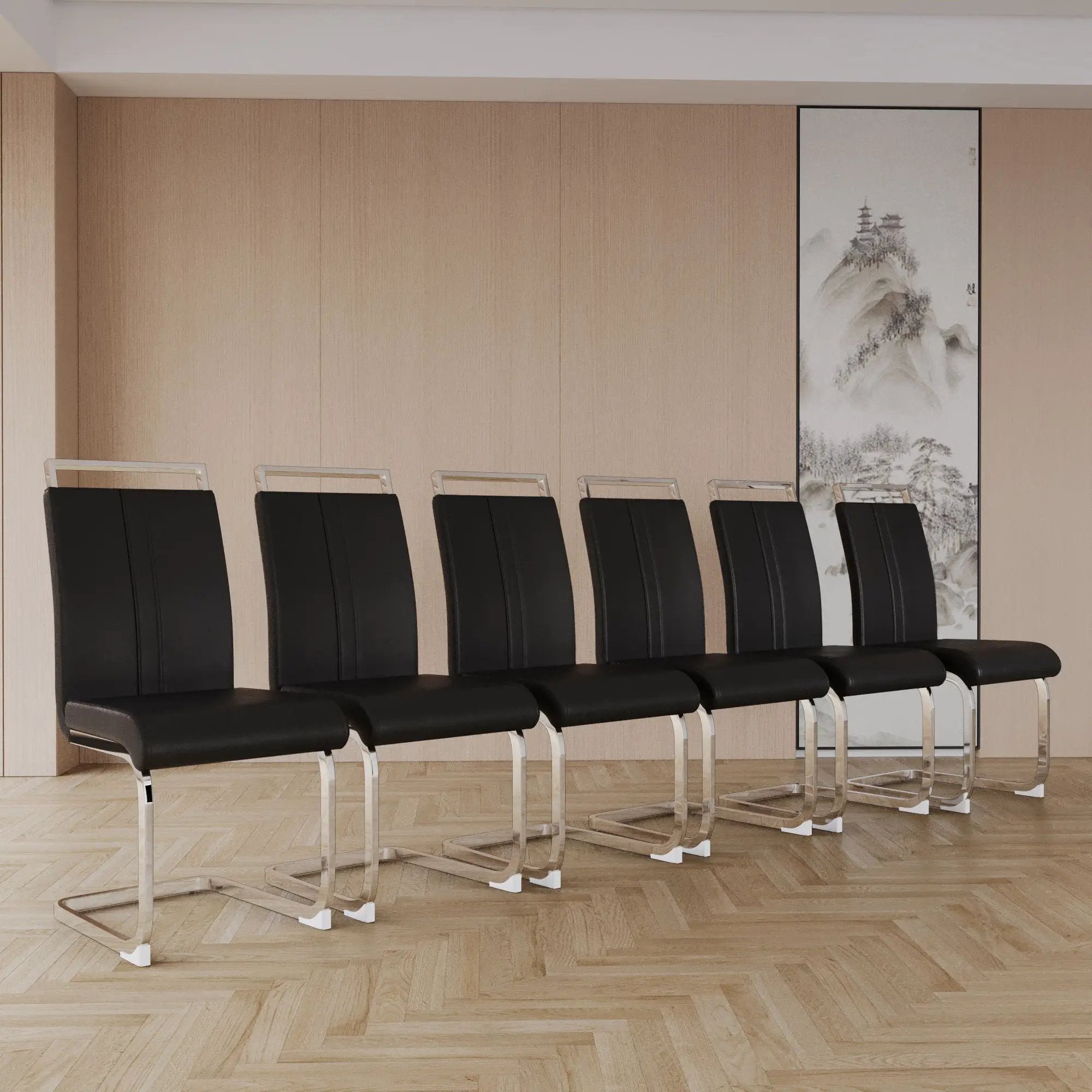 Modern Dining Chairs With Padded Seat, High Back