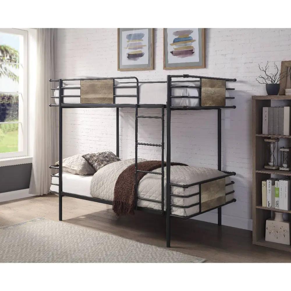 Deliz - Twin Over Twin Bunk Bed - Gunmetal by Unique Piece Furniture