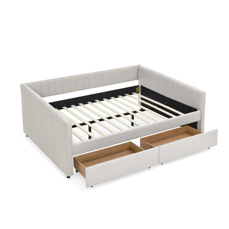 Upholstered Queen Daybed With 2 Drawers by Unique Piece Furniture