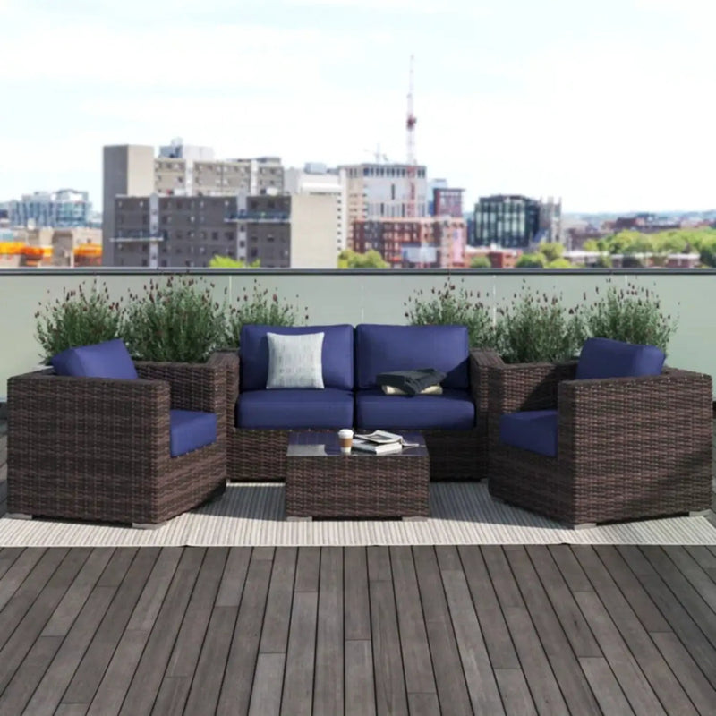 Wicker Seating Group Set With Table And Cushions by HouseOfZazla