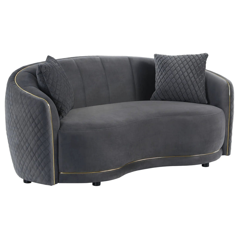 Brookside 2-piece Velvet Upholstered Sofa Set Dark Grey by Unique Piece Furniture