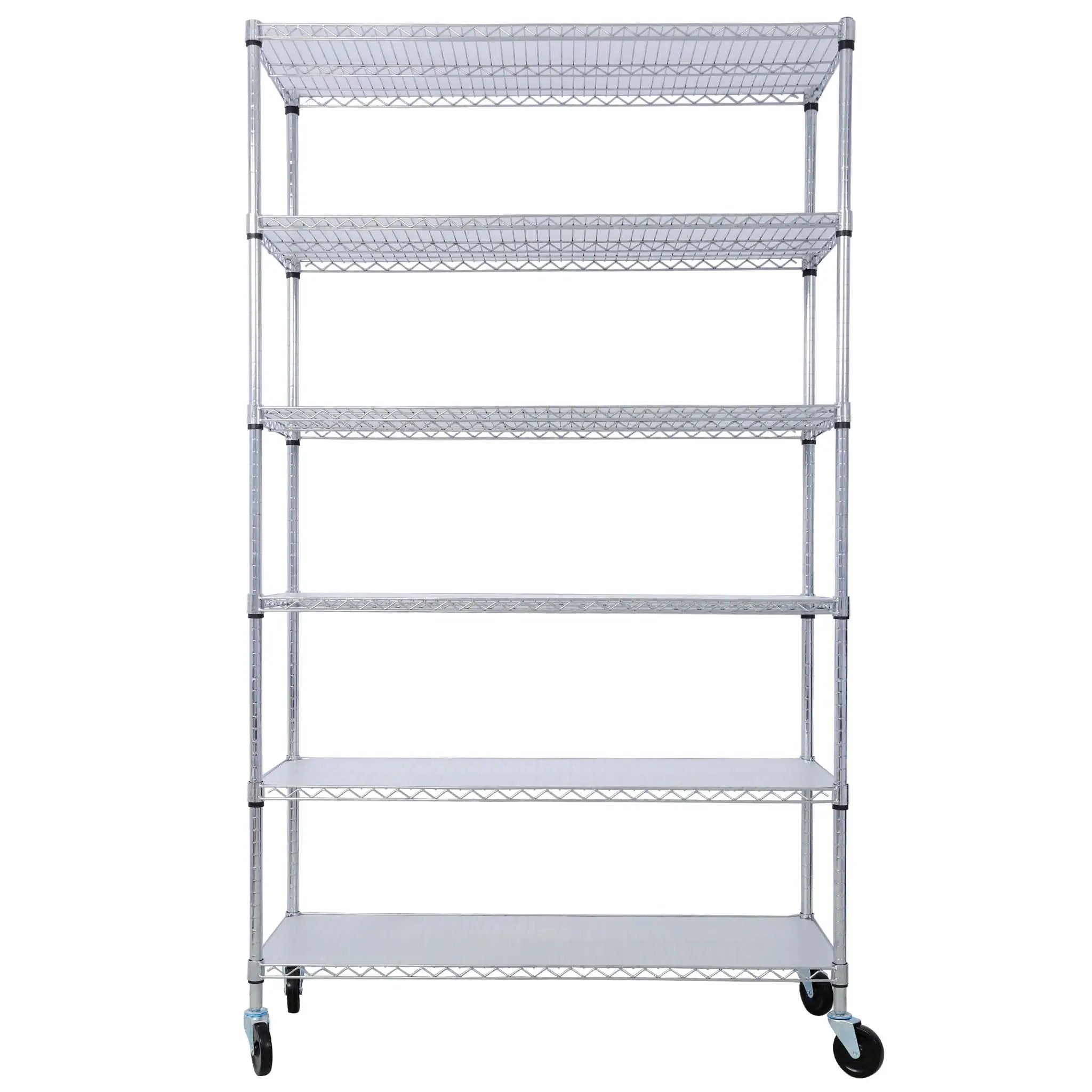 6 Tier 6000Lbs Capacity Nsf Metal Shelf Wire Shelving Unit, Heavy Duty Adjustable Storage Rack With Wheels & Shelf Liners For Commercial Grade Utility Steel Storage Rack by Unique Piece Furniture