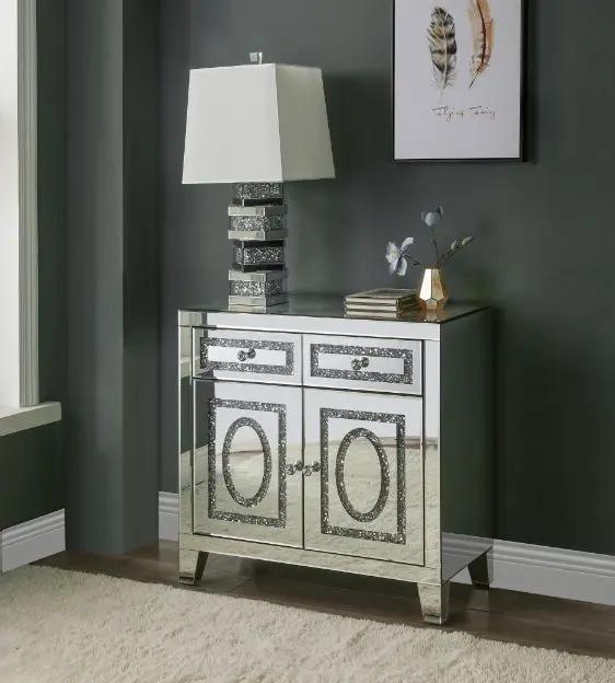 Noralie - Cabinet - Mirrored & Faux Diamonds by Unique Piece Furniture