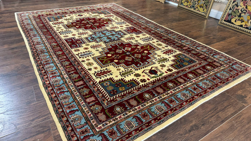 Turkish Kazak Rug 6x9, Geometric Medallions by Jewel Rugs