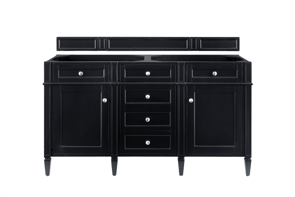 James Martin Brittany 60" Double Bathroom Vanity, Black Onyx, cabinet without a countertop