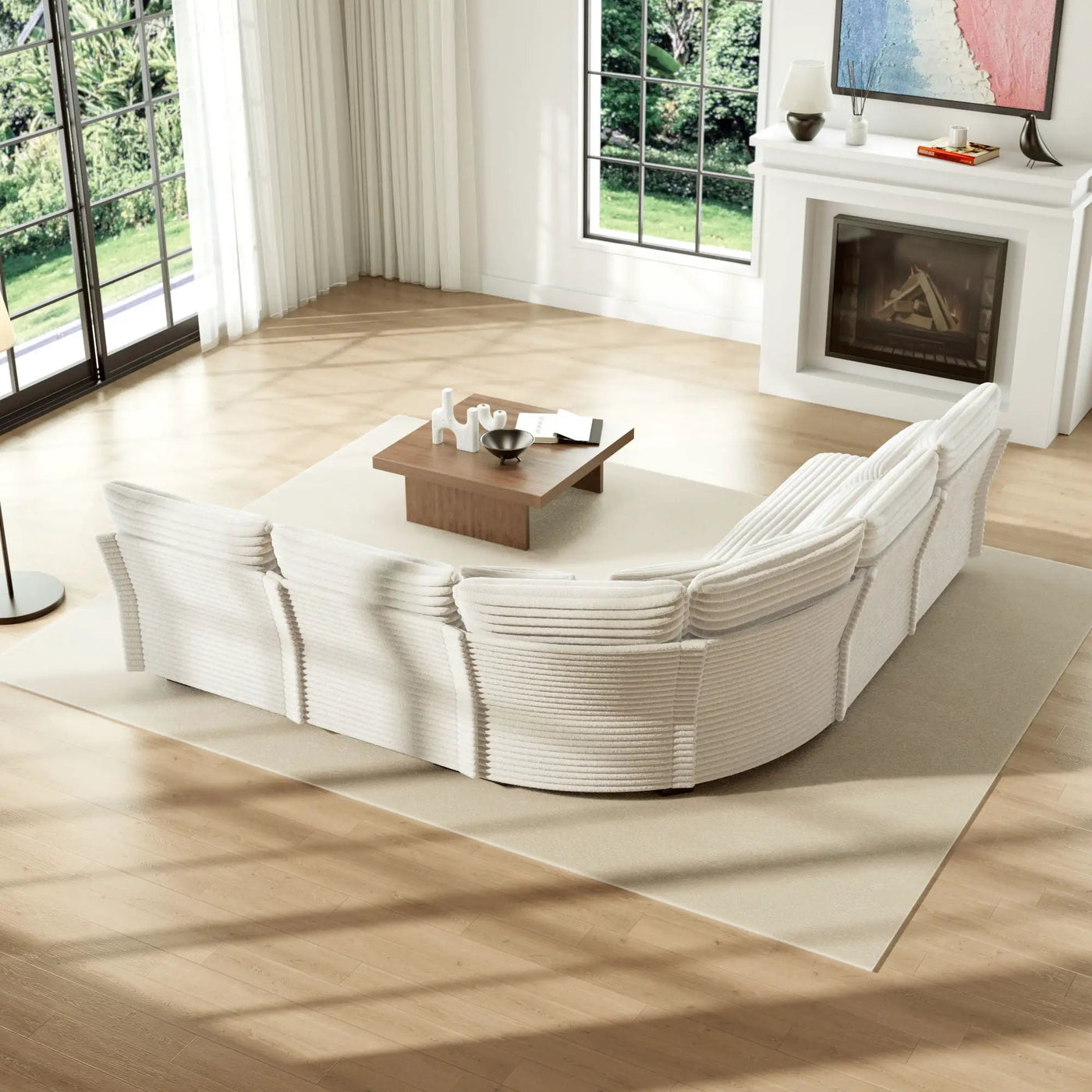 5 Seater L Shaped Sectional Sofa With Curved Corner, 7 Pillows by HouseOfZazla