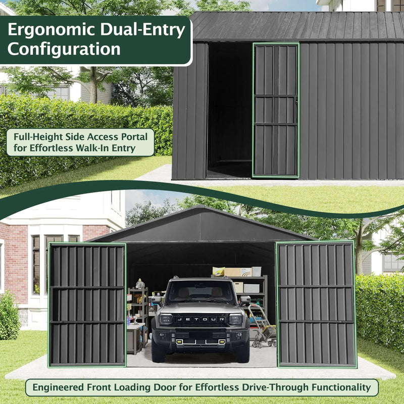 12x15FT Outdoor Metal Garage Shed by HouseOfZazla
