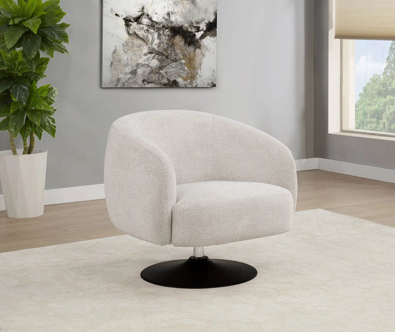 Dave Upholstered Barrel Back Swivel Club Chair Beige by Unique Piece Furniture