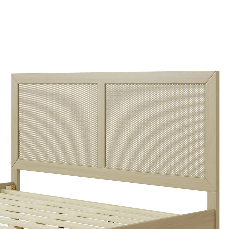Solid Wood Platform King Bed With Rattan by HouseOfZazla