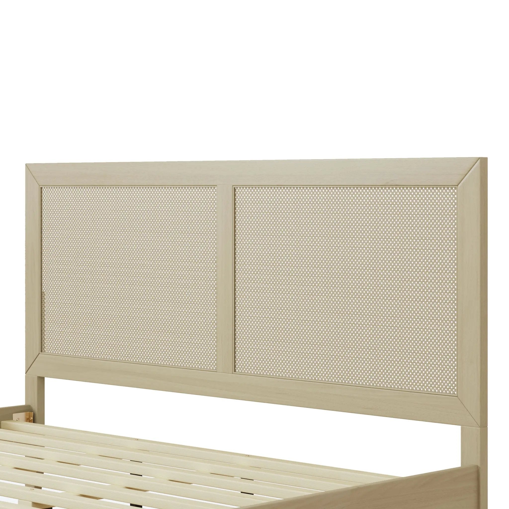 Solid Wood Platform California King Bed With Rattan by HouseOfZazla