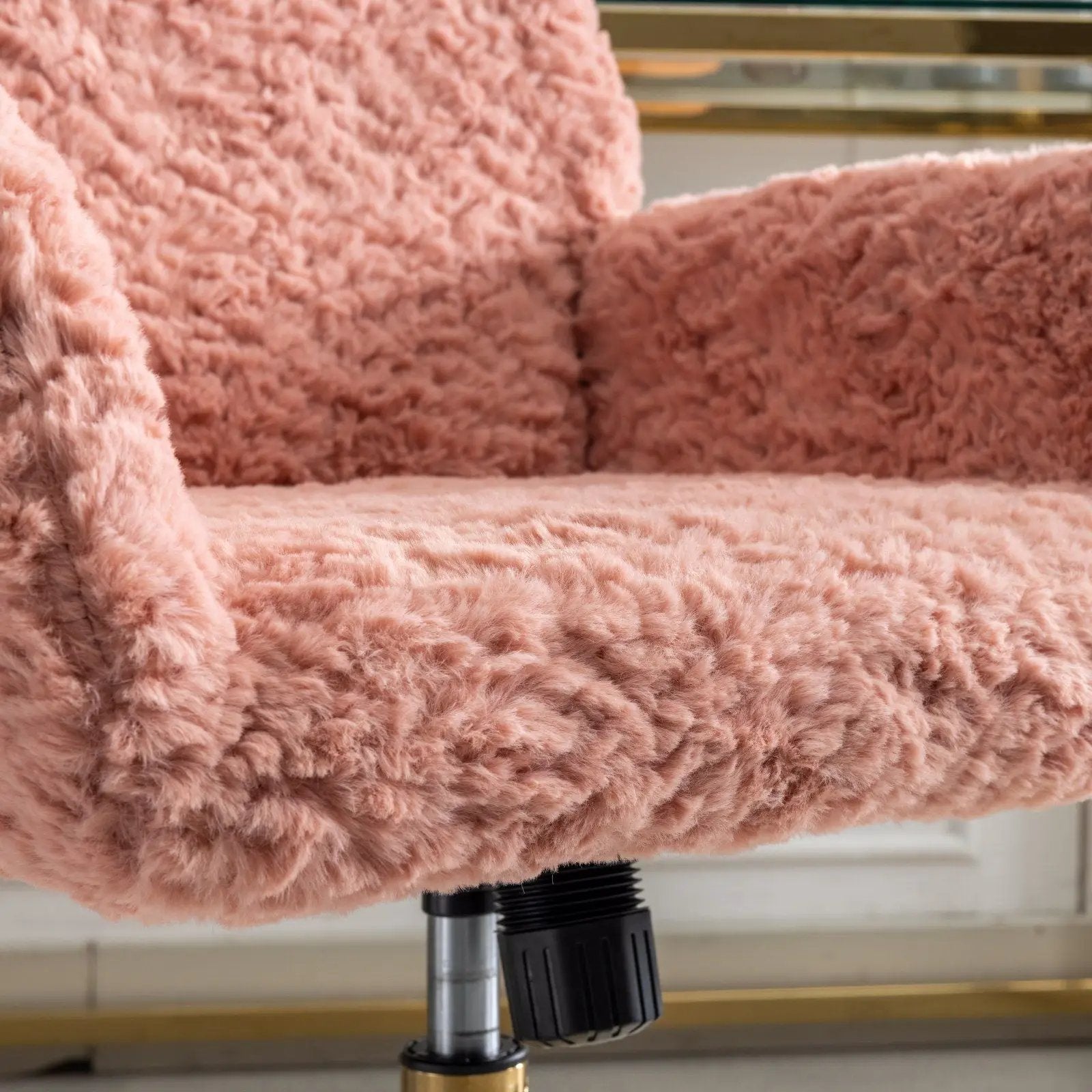 Office Chair, Artificial Rabbit Hair Home Office Chair With Metal Base, Adjustable Desk Chair Swivel Office Chair, Vanity Chair by HouseOfZazla