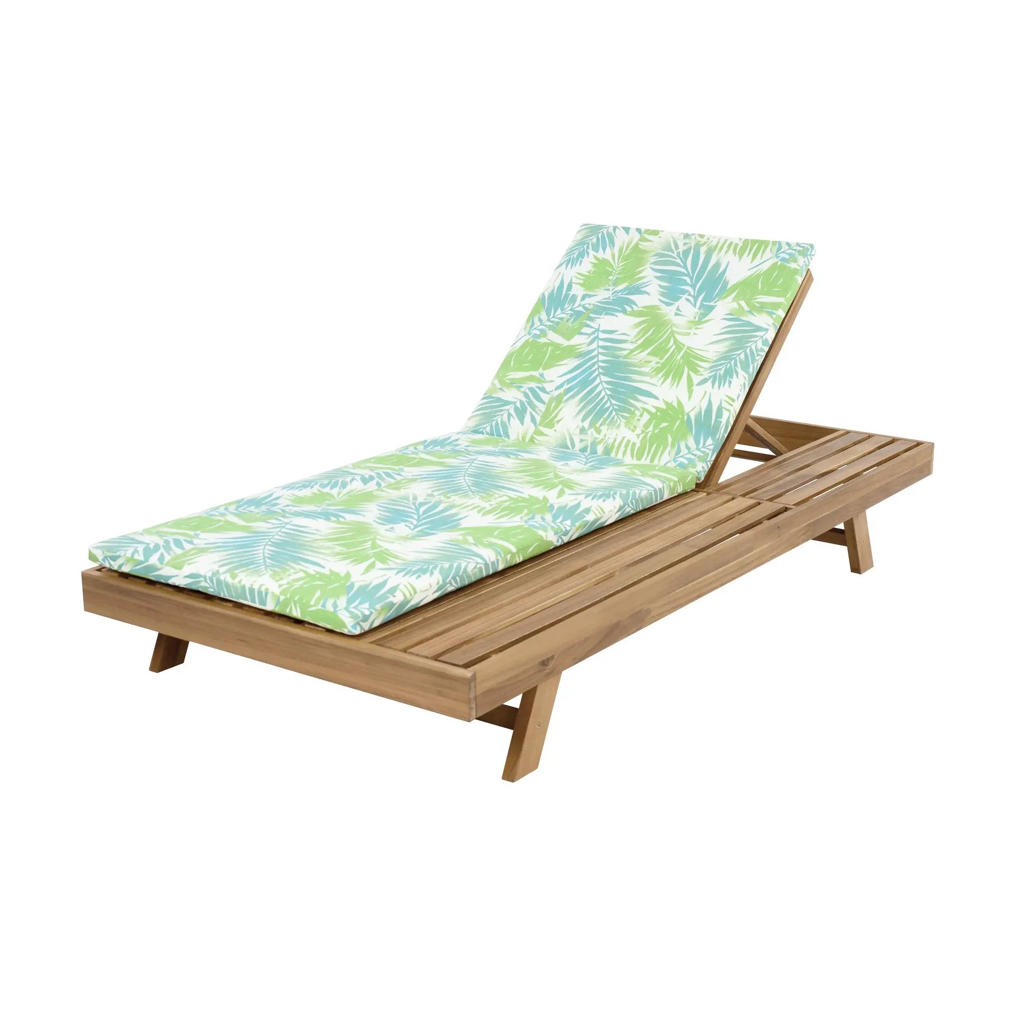 Lounge Chaise Set, Space Available On One Side, Acacia Wood In light brown With Water-Resistant Lounge Cushions (Leaf Coconut & 2 Inch Thick) – Matching Cream/Dark Grey Version Available by HouseOfZazla