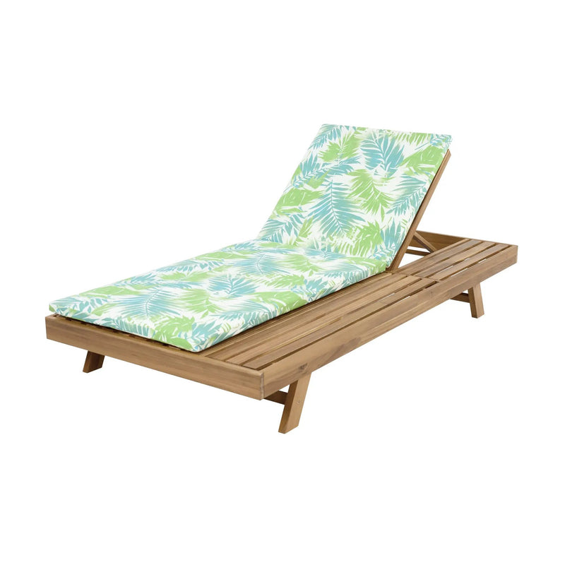 Lounge Chaise Set, Space Available On One Side, Acacia Wood In light brown With Water-Resistant Lounge Cushions (Leaf Coconut & 2 Inch Thick) – Matching Cream/Dark Grey Version Available by HouseOfZazla