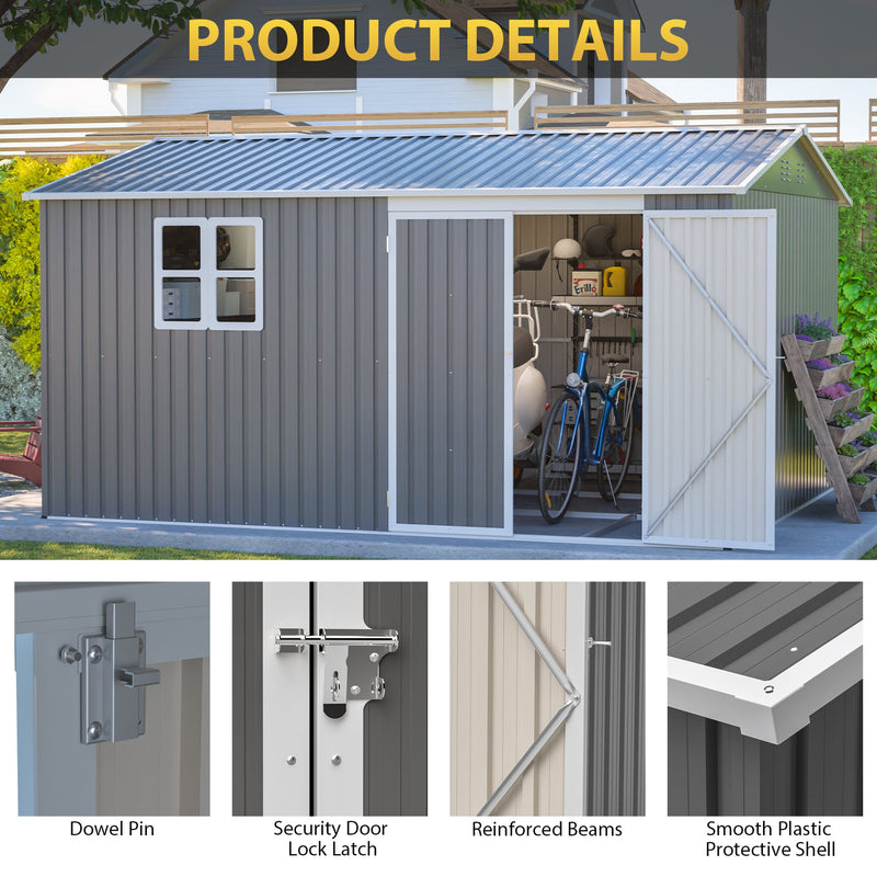 12x10 Ft Outdoor Metal Storage Shed by HouseOfZazla
