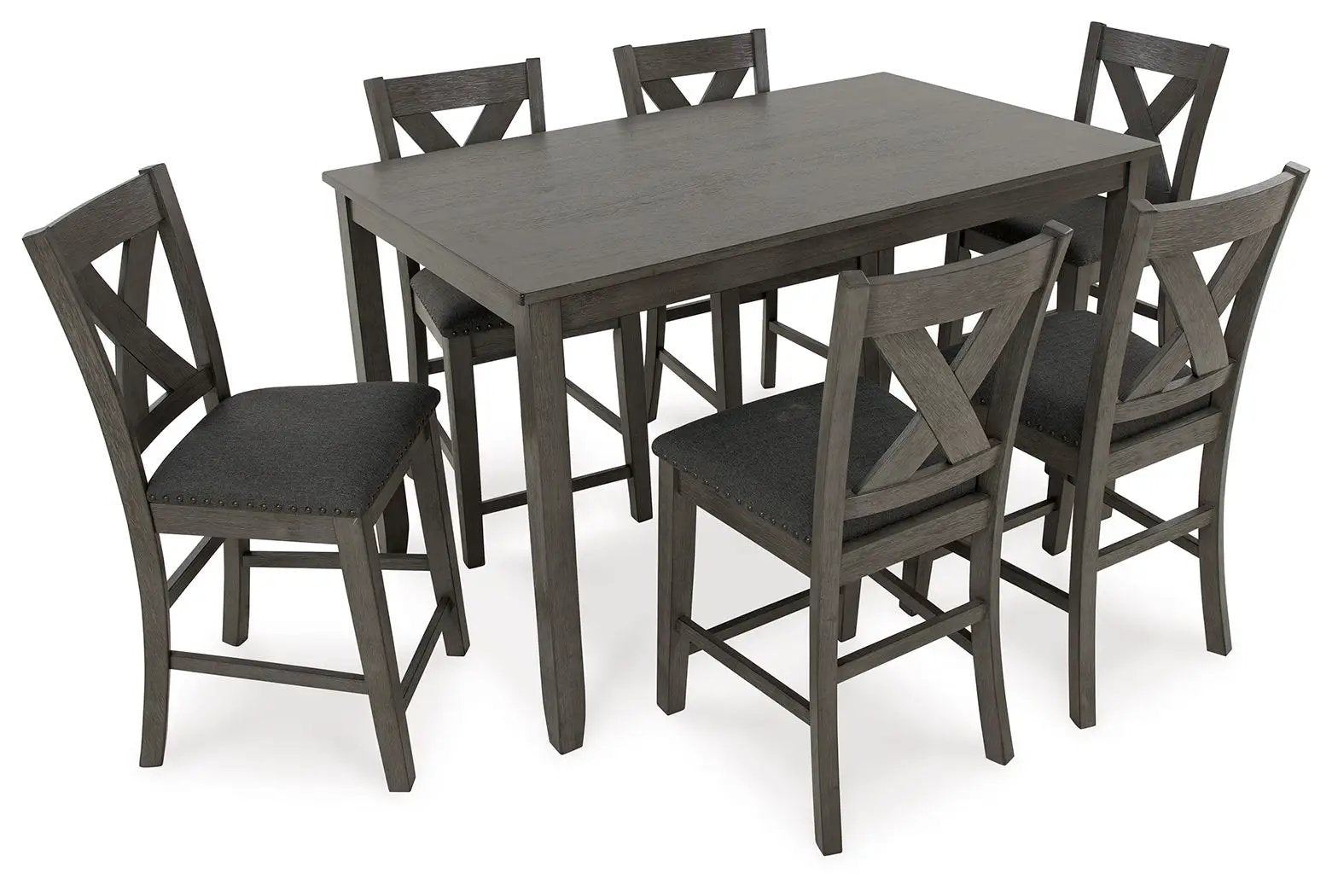 Caitbrook - Rect Drm Counter Table Set (Set of 7) - Gray by Unique Piece Furniture