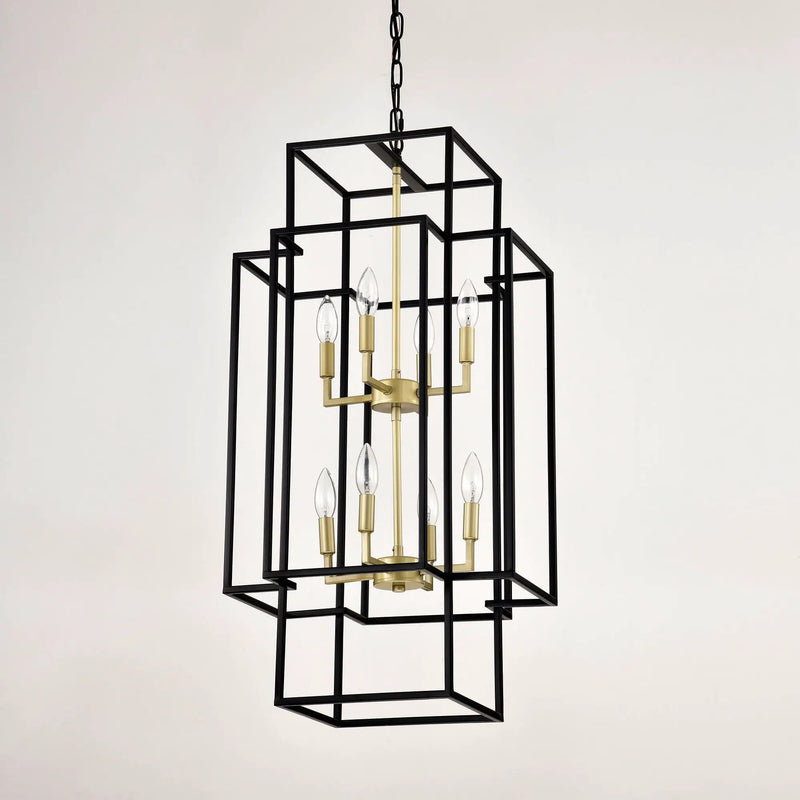 8 Light Lantern Chandelier Lighting, Entryway Chandeliers For High Ceilings, Chandeliers For Dining Room, Foyer, Entry, Staircase, Hallway, Height Adjustable (E12 Bulbs Not Included) by HouseOfZazla