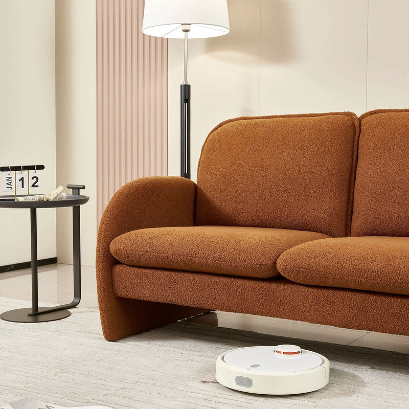 Loveseat Sofa Small Couch For Living Room, Sherpa Fabric Upholstered Loveseat Sofa Couch, Small Loveseat Sofa For Apartment, Bedroom by Unique Piece Furniture