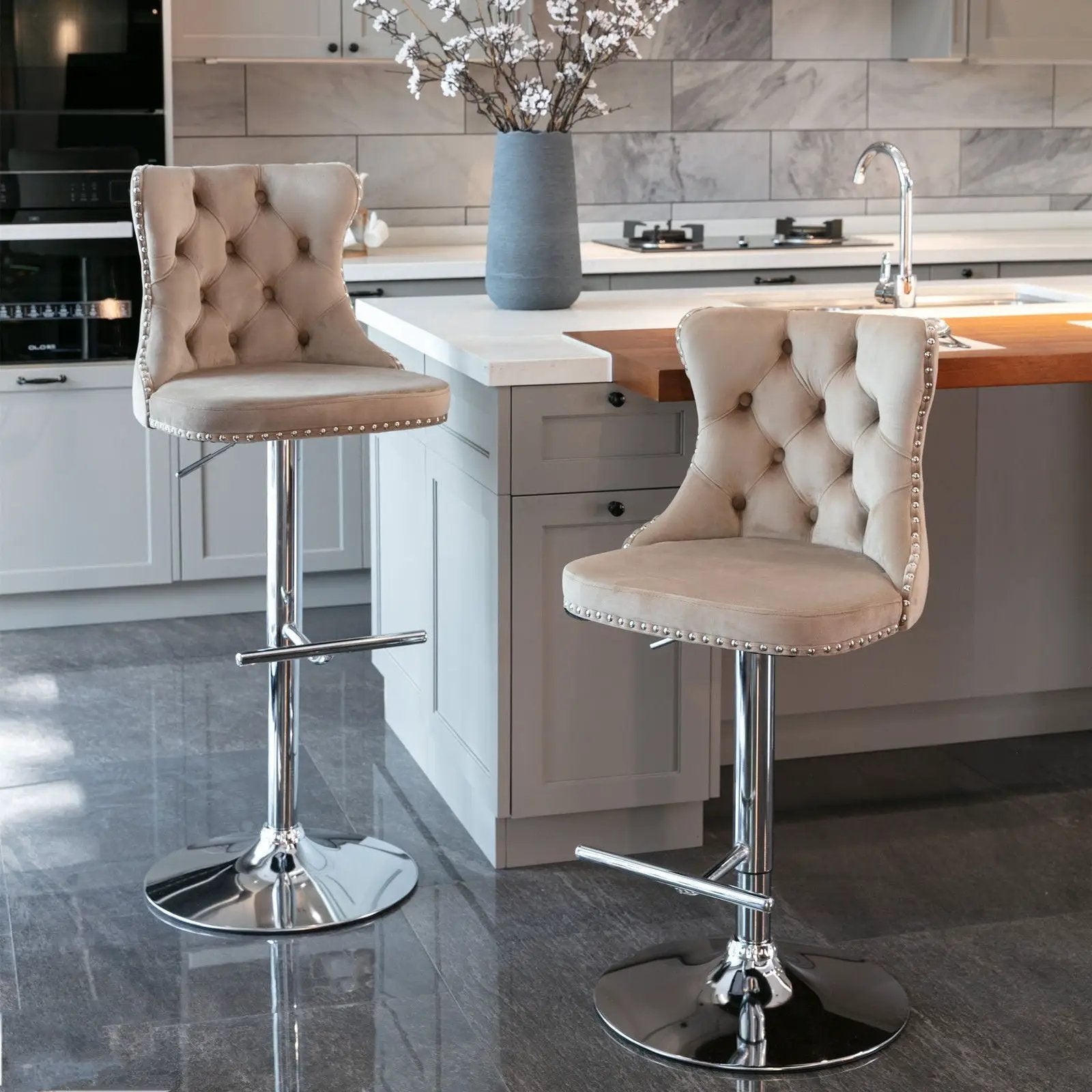 Swivel Adjustable Height Barstools Set of 2 by HouseOfZazla