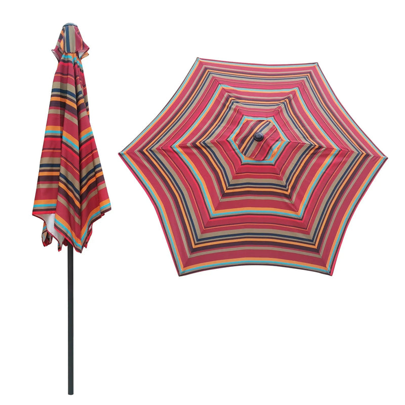 9FT Red Striped Patio Umbrella by HouseOfZazla
