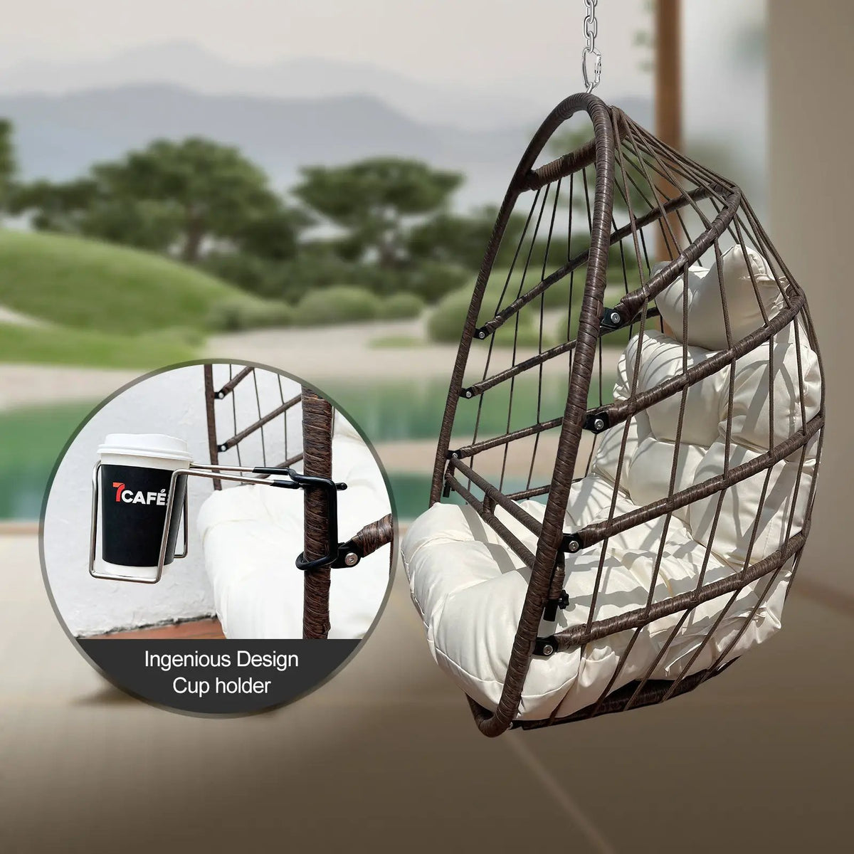 Khaki Hanging Swing Egg Chair by HouseOfZazla