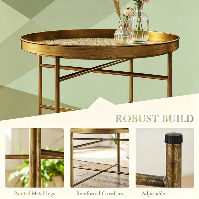 Hammered Floral Pattern Center Table, photo 5 of 7