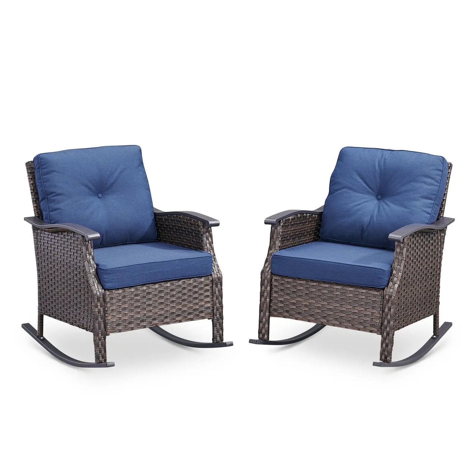 Outdoor Gliding Wicker Chairs Set of 2, PE Rattan Patio Glider Chairs by HouseOfZazla