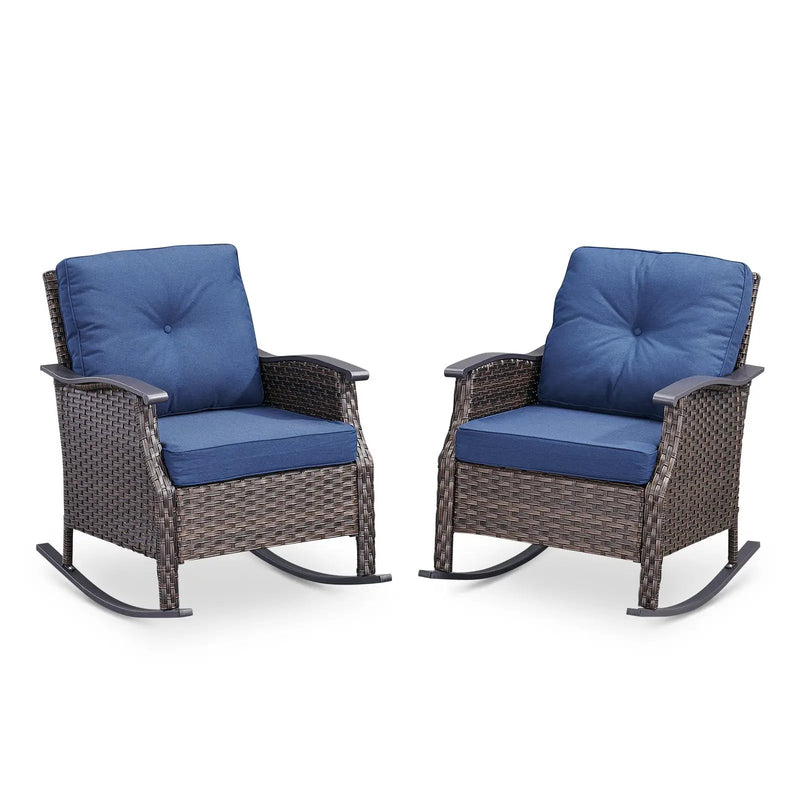 Outdoor Gliding Wicker Chairs Set of 2, PE Rattan Patio Glider Chairs by HouseOfZazla