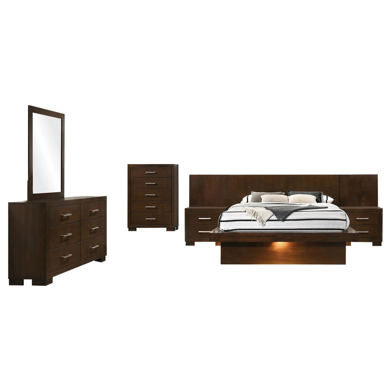 Jessica 6-piece Eastern King LED Bedroom Set Cappuccino by Unique Piece Furniture
