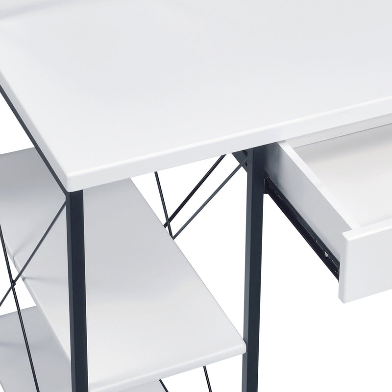 White and Black Recording Studio Desk with Drawer - Wood & Metal, photo 7 of 8