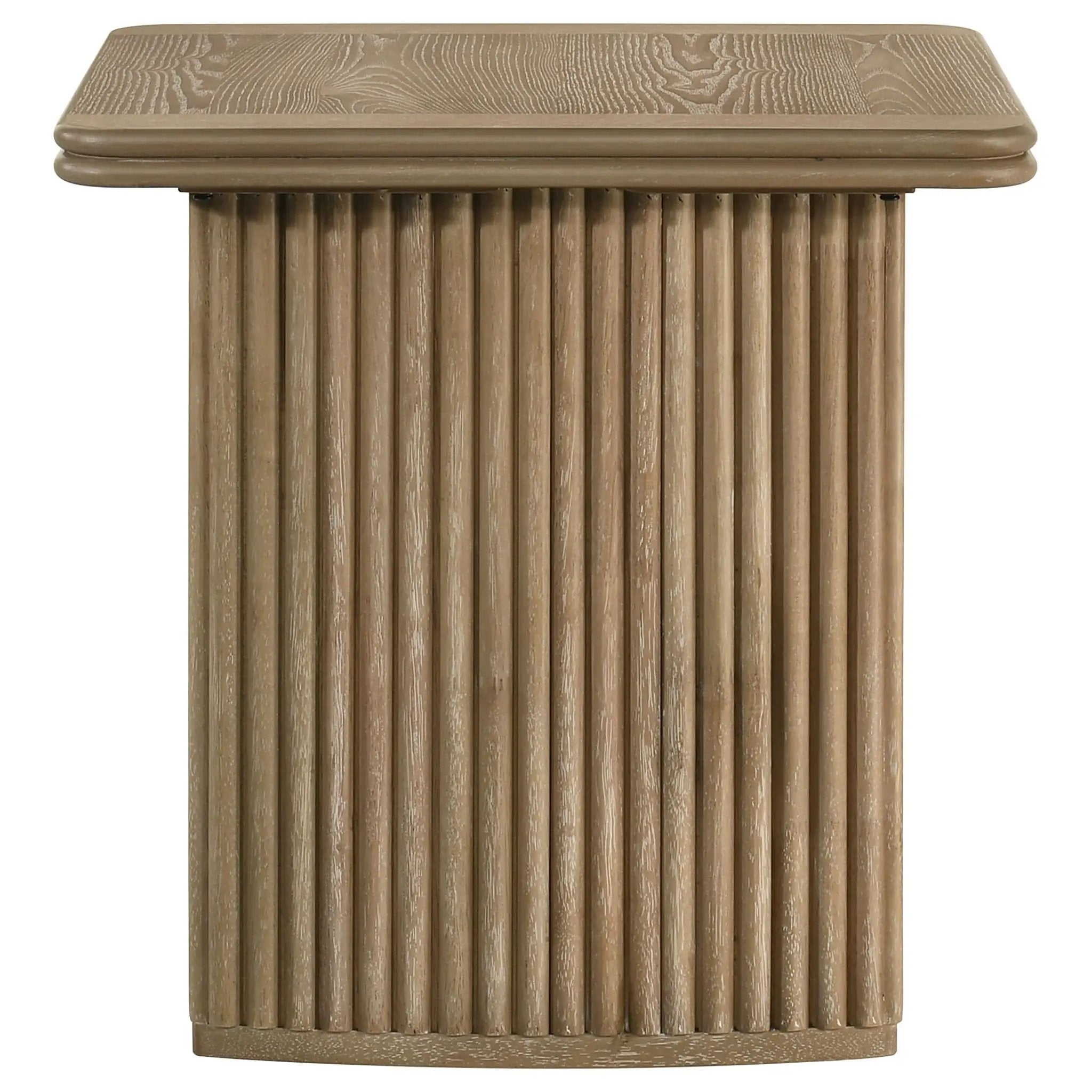 Adina Square Wood Side End Table Distressed Light Brown by Unique Piece Furniture