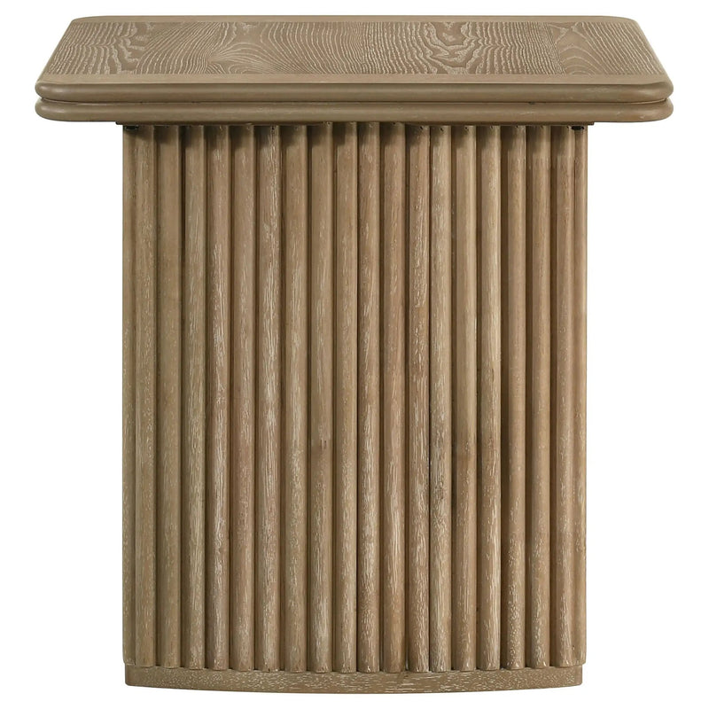 Adina Square Wood Side End Table Distressed Light Brown by Unique Piece Furniture