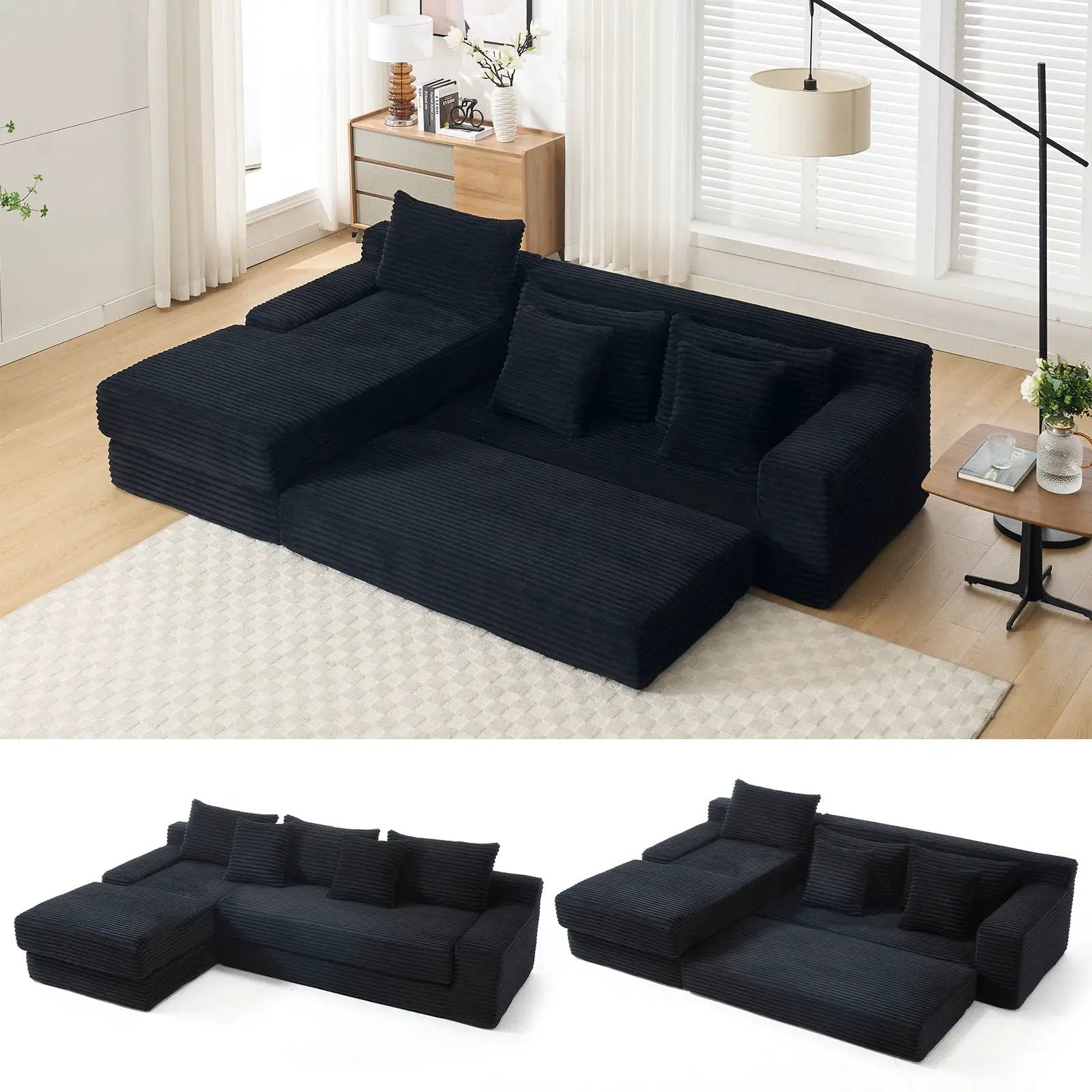 Modern L - Shaped Sectional Couch With Memory Foam by HouseOfZazla