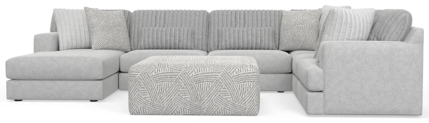 Logan - Upholstered Sectional With Comfort Coil Seating - 46" Cocktail Ottoman And Accent Pillows Included by Unique Piece Furniture