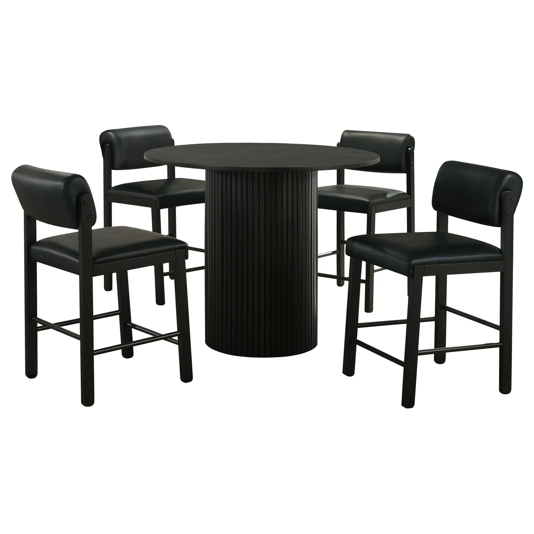 Hamlyn 5-piece Round Wood Counter Height Dining Set Black by Unique Piece Furniture