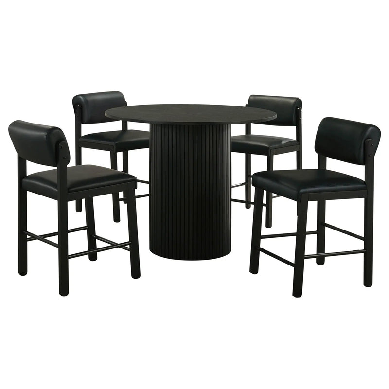 Hamlyn 5-piece Round Wood Counter Height Dining Set Black by Unique Piece Furniture