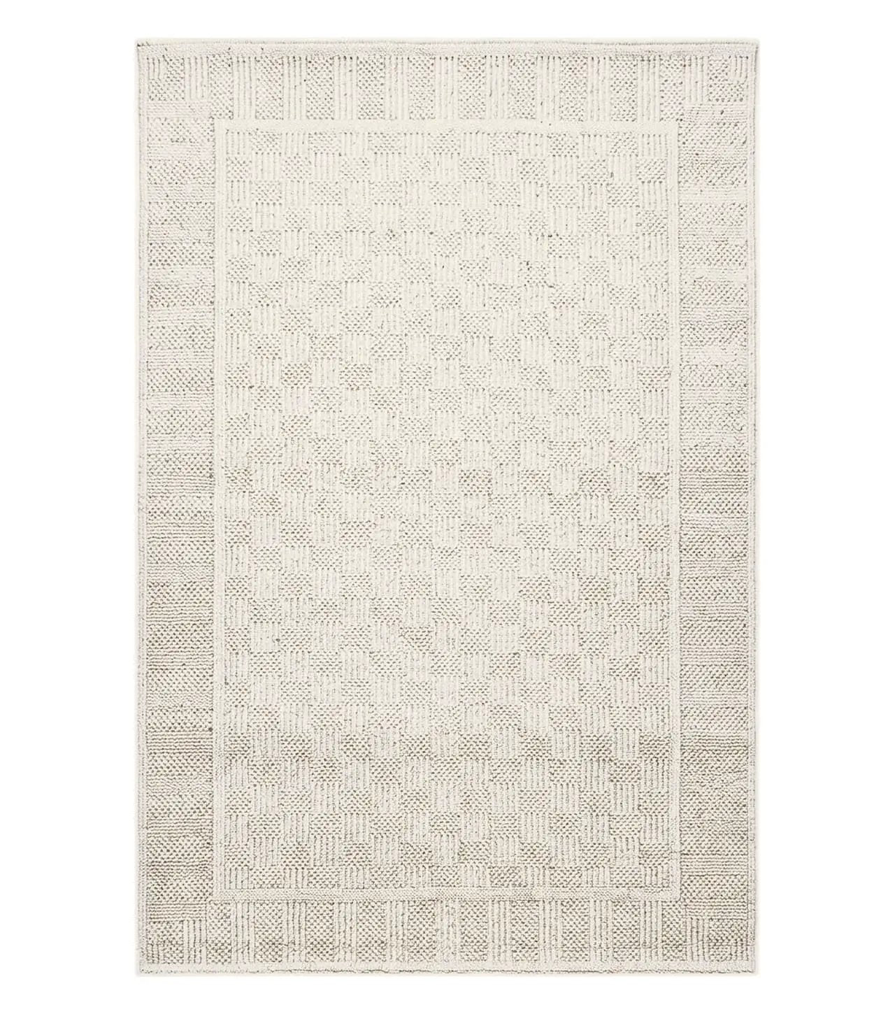 3x5 Karastan Rug Chaumiere Collection, Kara-Loc, Design #291/9866, Creme Color, Textured Squares II Patern, 3'6" x 5' 3" Carpet by Jewel Rugs