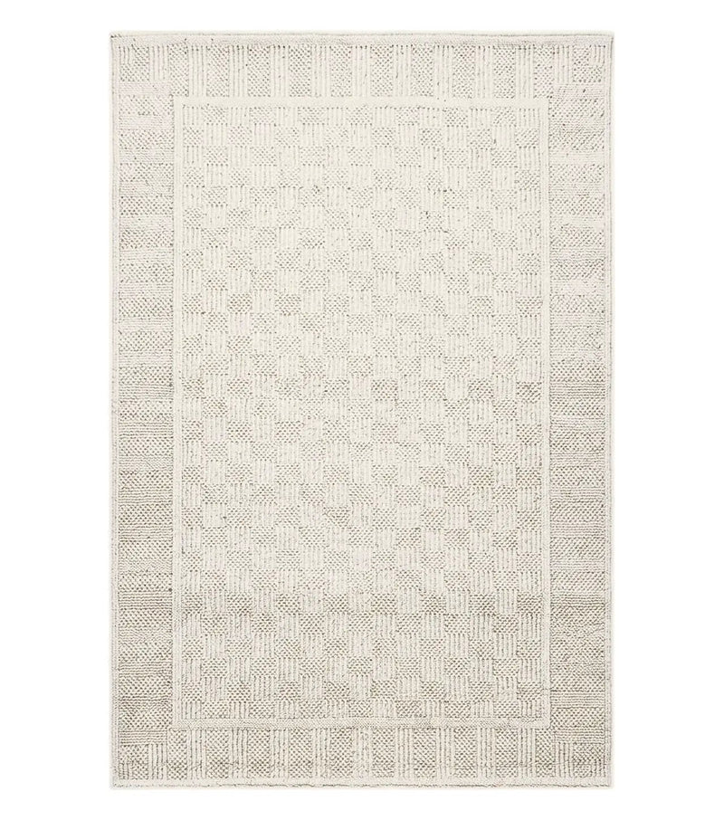3x5 Karastan Rug Chaumiere Collection, Kara-Loc, Design #291/9866, Creme Color, Textured Squares II Patern, 3'6" x 5' 3" Carpet by Jewel Rugs