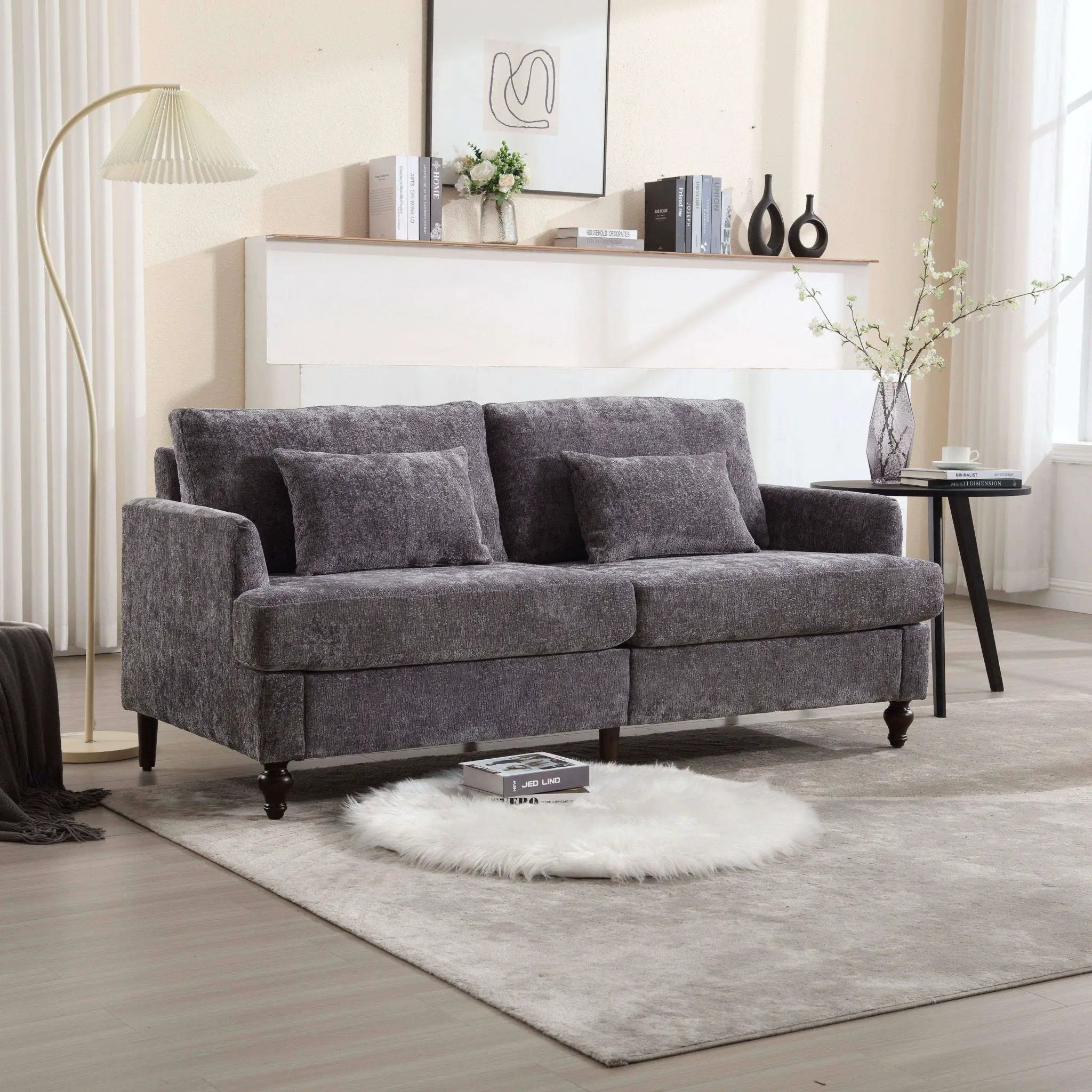 Mid Century Modern Fabric Loveseat Sofa, 2 Seat Upholstered Couch by Unique Piece Furniture