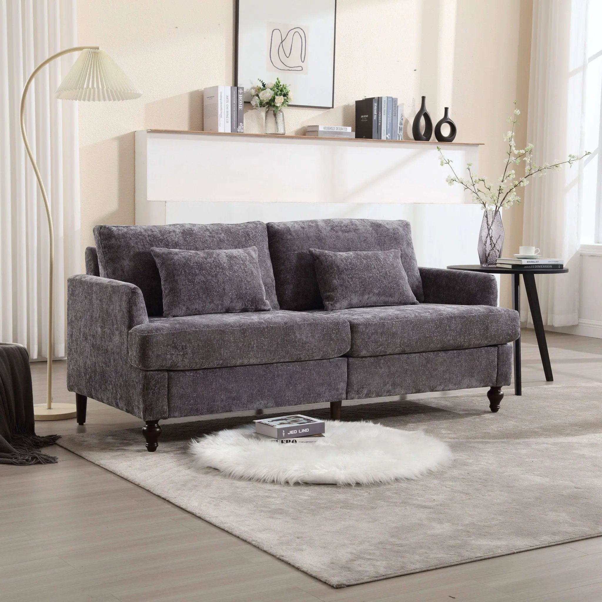 Mid Century Modern Fabric Loveseat Sofa, 2 Seat Upholstered Couch by HouseOfZazla