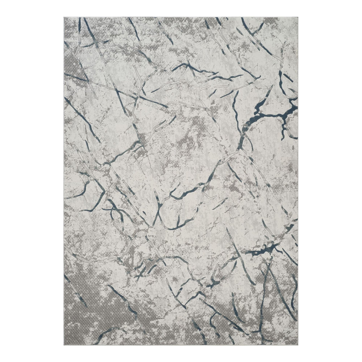 Geometric 3D Effect Area Rug with Durable Polyester - Ivory / Gray
