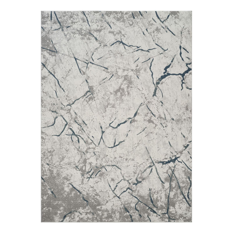 Geometric 3D Effect Area Rug with Durable Polyester - Ivory / Gray