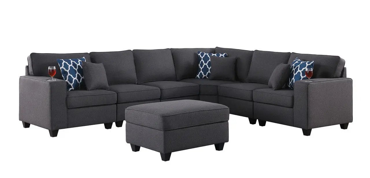 Cooper - Comfort Sectional Sofa With Ottomans And Cupholder by HouseOfZazla