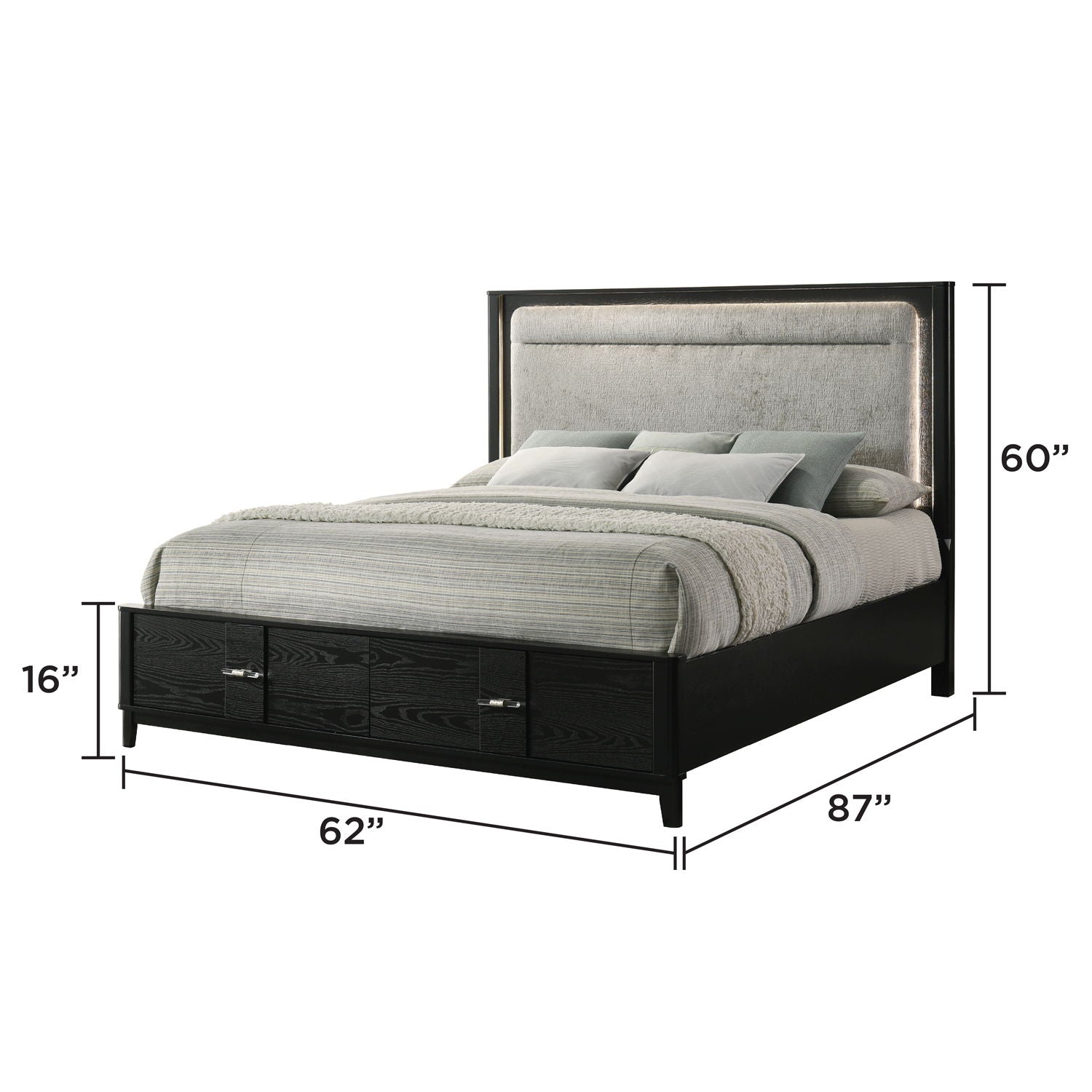 Opel - Storage Bed With LED Headboard by HouseOfZazla