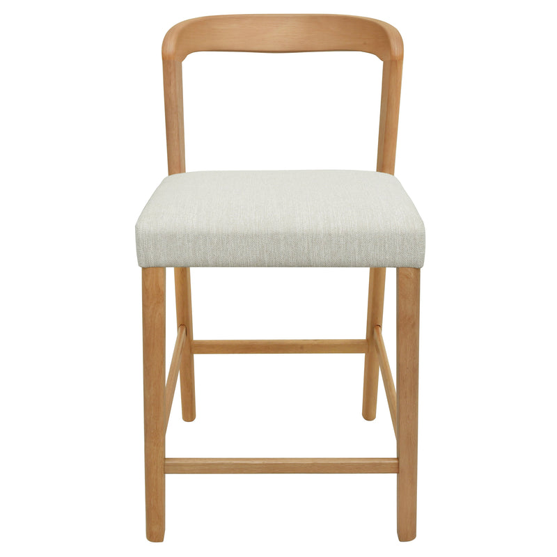 Solid Rubber Wood Counter Stools (Natural Oak + Beige) Set of 2 by HouseOfZazla