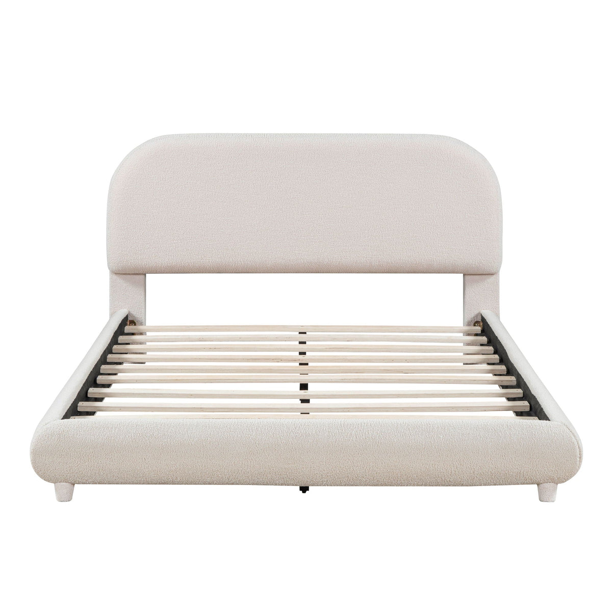 Upholstered Platform Bed With Thick Solid Frame And Stylish Curve-Shaped Design, photo 6 of 7