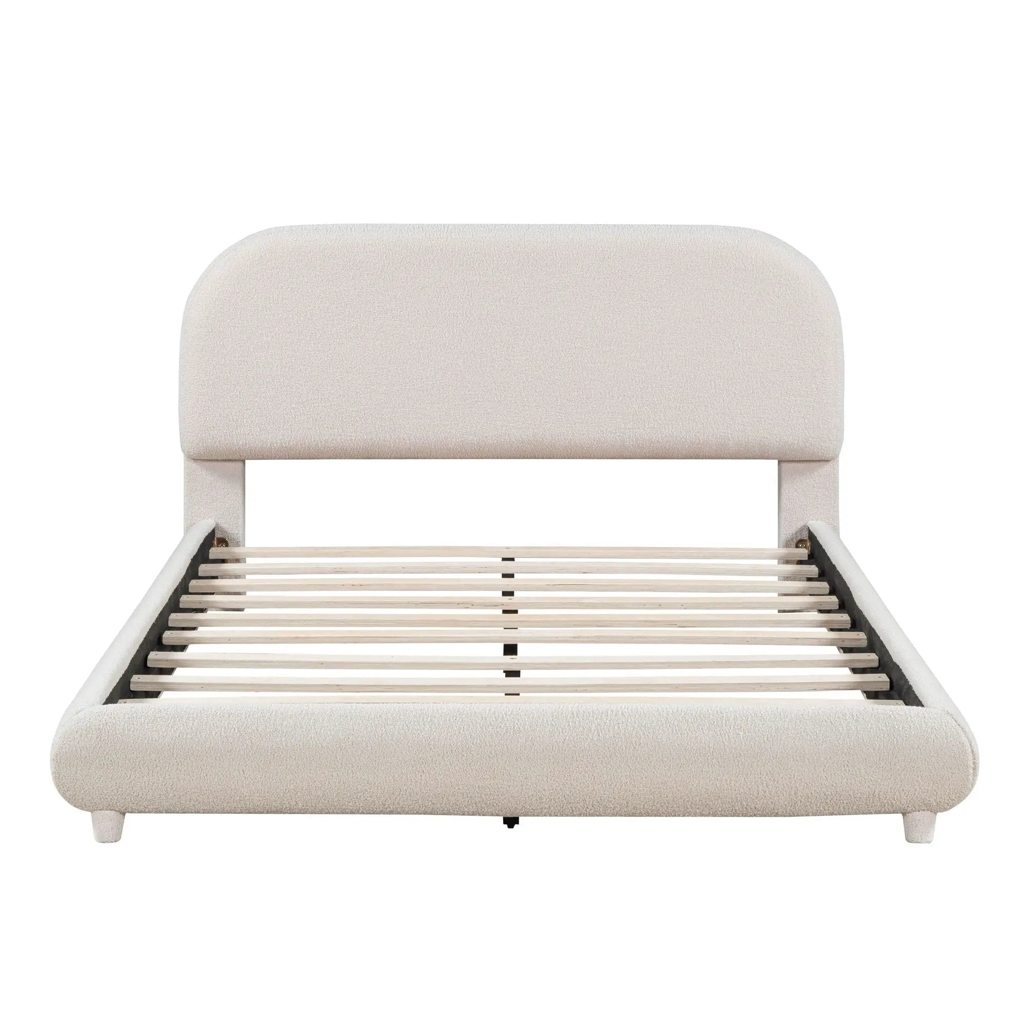 Upholstered Platform Bed With Thick Solid Frame And Stylish Curve-Shaped Design by Unique Piece Furniture
