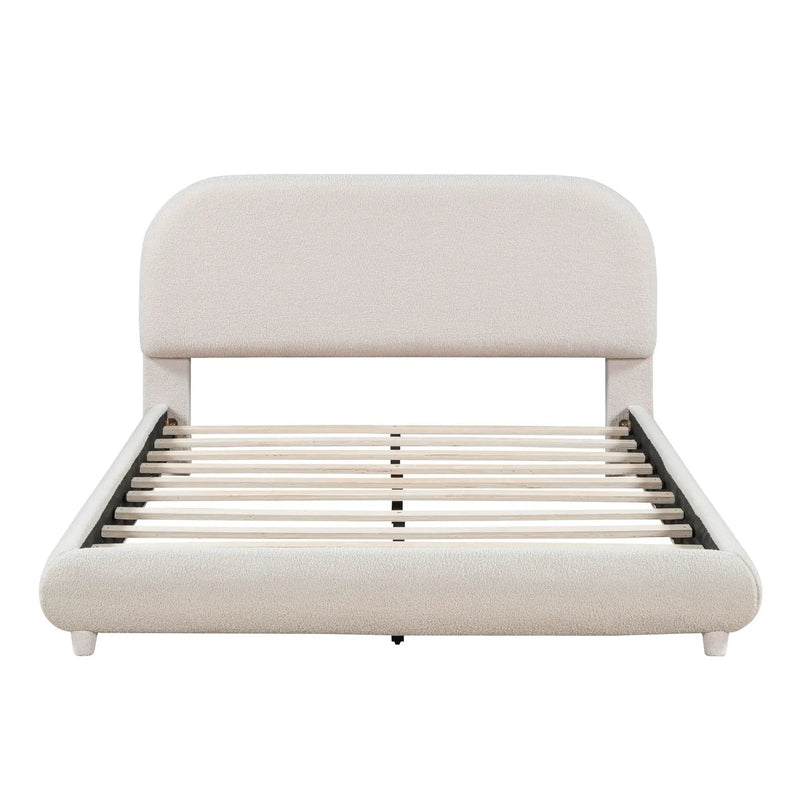 Upholstered Platform Bed With Thick Solid Frame And Stylish Curve-Shaped Design by Unique Piece Furniture